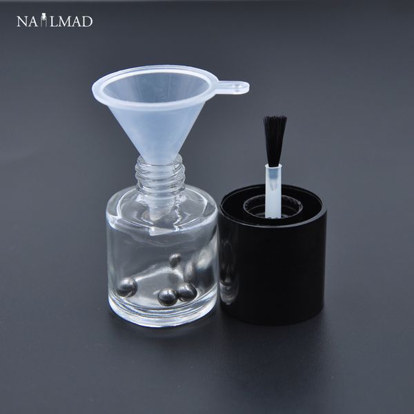 

1 set nail polish empty bottle for diy nails 10ml empty bottles for liquids with funnel & nail mixing beads
