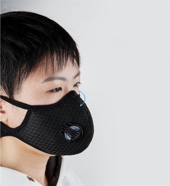

dhl shipin stock 2020 5-layer activated carbon replaceable s of daily pm2.5 neoprene cycle mask anti haze dust fareplacement qaydi1, Black