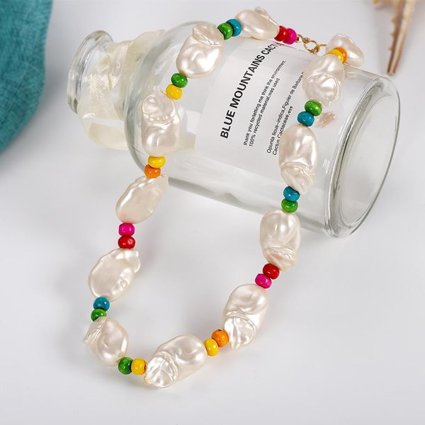 

miwens summer colorful beaded necklace for women shell stone chain statement necklace sets trendy 2019 chokers pendants ins, Golden;silver