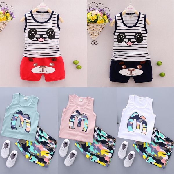 

kids clothes 5 styles girl cartoon letter sleeveless t-shirt + shorts 2pcs set children clothing kids designer clothes girls jy307, White