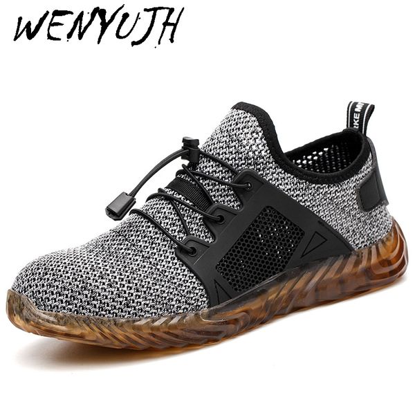 

wenyujh ryder men casual shoes steel toe air safety casual shoes puncture-proof work sneakers breathable shoe plus size 36-48, Black