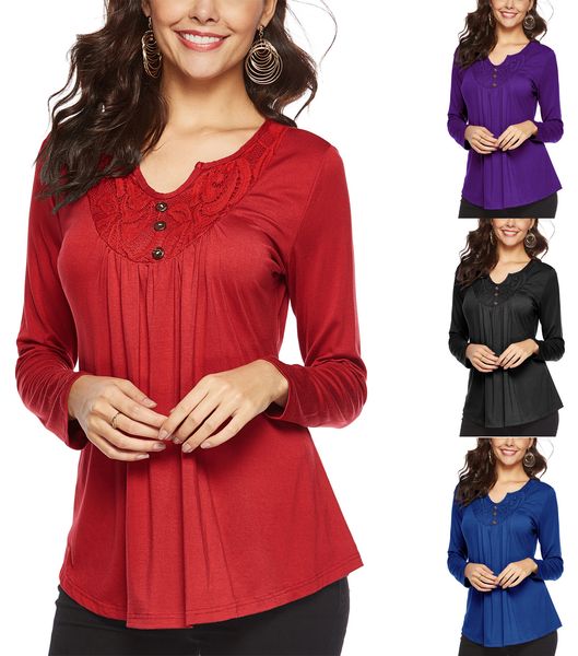 

women fashion solid color round neck blended cotton embroidery t-shirt, White