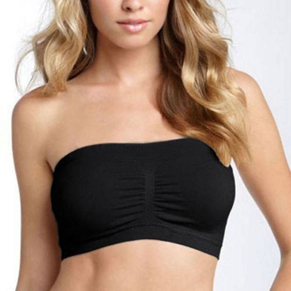 

ladies' comfort strapless deportes bandeau crop bra boob tubes spandex sports bra s-xxl, White;black
