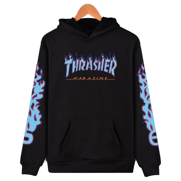 

2018 kassidy's blue letter flame pattern hoodies autumn and winter cotton music sudaderas para hombre white hoodie sweatshirts, Black