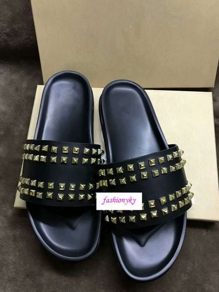 

donna willow nail slippers designer luxury red bottoms shoes womens rivet junior spikes flat shoesoriginal box, Black