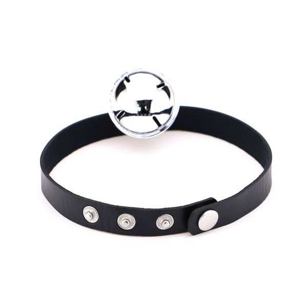 

new arrival punk style leather small bell charm choker necklace for women gothic club collar jewelry, Blue;slivery