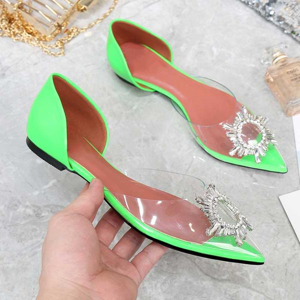

transparent platform sandals 2019 summer fashion elegant candy shoes baotou rhinestone pointed shoes low heel flat, Black