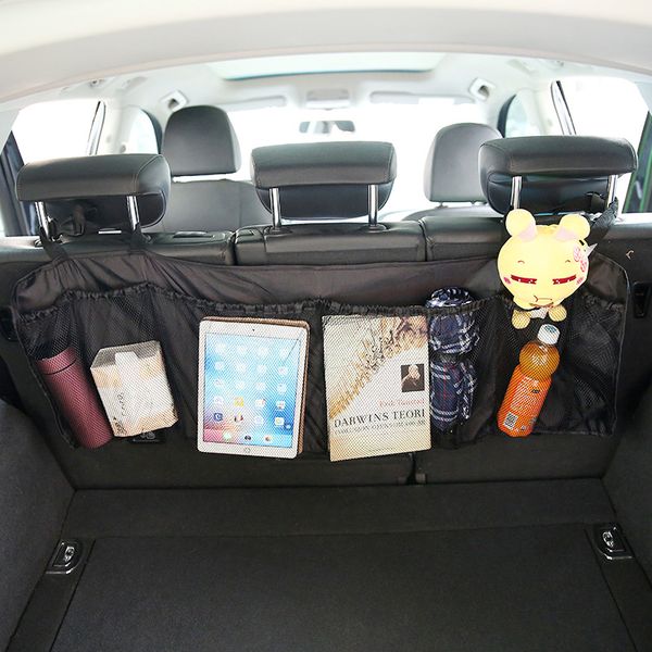 

car trunk back seat organizer bag suv net mesh storage stowing tidying floding pockets trash automobile bags in cars accessories
