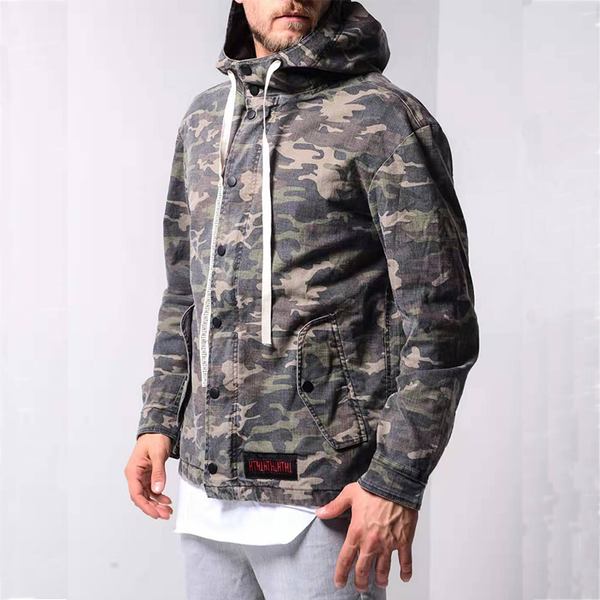 

2020 men's camouflage denim jacket winter fashion sports casual hooded men's camouflage jacket, Black;brown