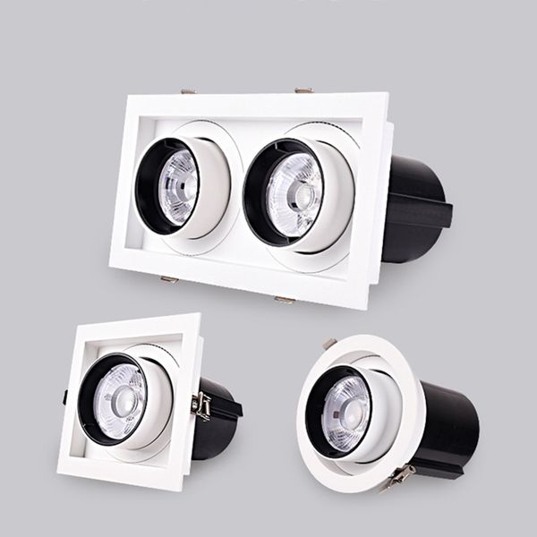 Branco estiramento Focos COB teto Led Downlights12w 18w 25w 2x20W Incorporado 360 graus de rotação LED Downlight Iluminação da casa