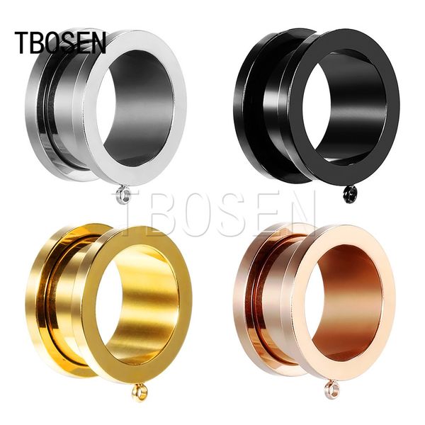 

simple style hoop ear piercing tunnels ear expanders stianless steel classical gagues muiti color sell by pair, Slivery;golden