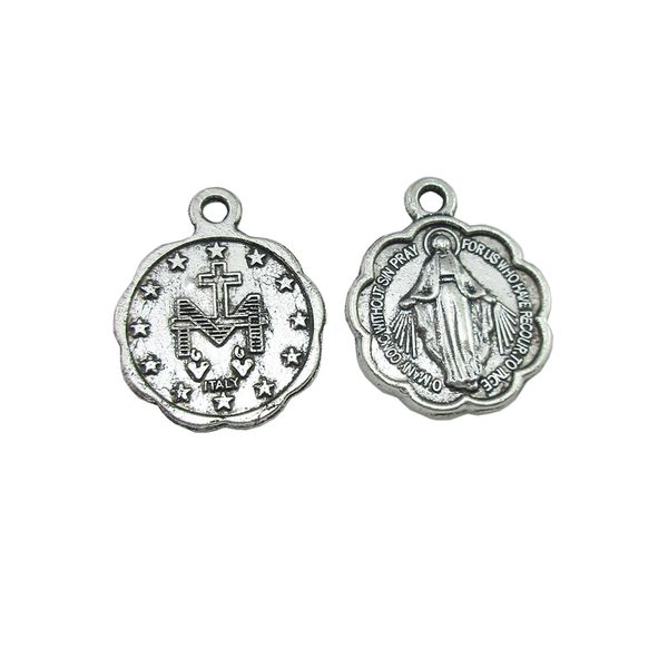 

100pcs of antique silver religious miraculous medal pendant