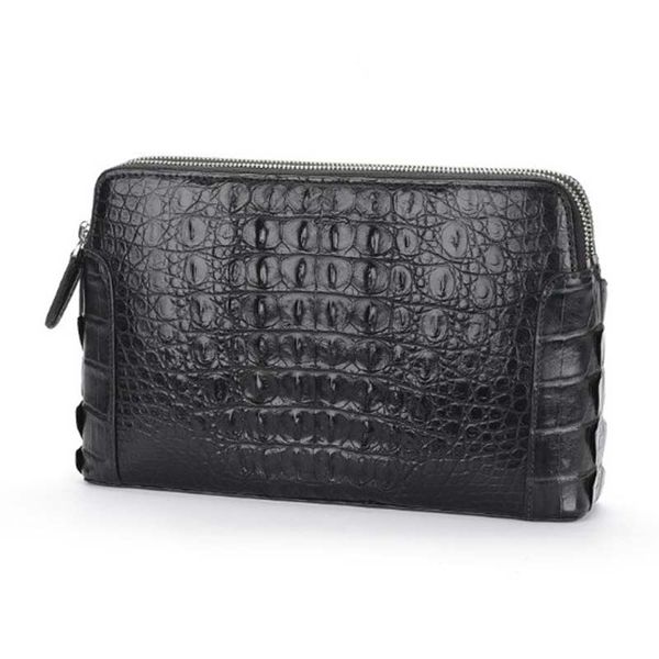 

dae crocodile leather clutch bag men's leather clutch stylish double zip crocodile back bone men bag