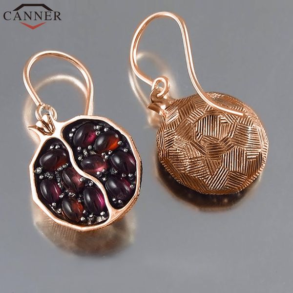 

canner retro fashion red natural stone earrings gold silver garnet pomegranate earring dangle earrings for women jewellery ff