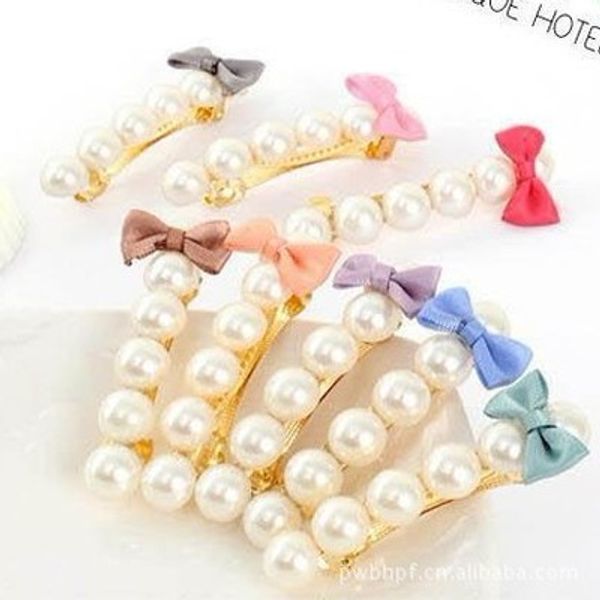 

1pc fashion 6cm floral bow pearl hairpins girls barrettes hair clip clamp jewelry styling tools women girls hair accessories