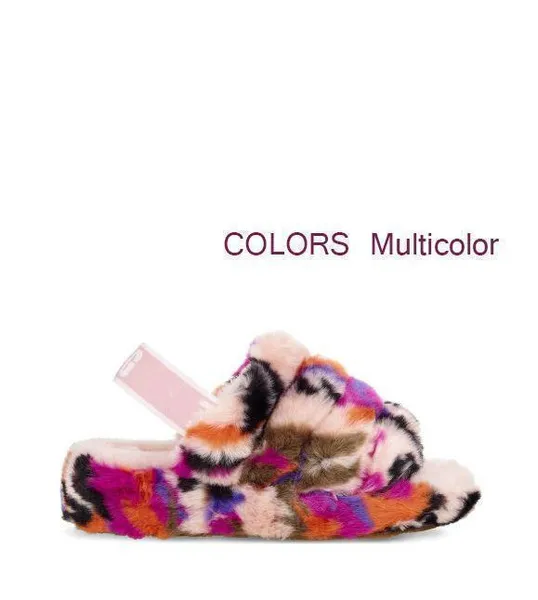

женщины пушистые тапочки Австралия пух да mulitcolor слайд дизайнер угги повседневные сапоги мода женщины сандалии меховые слайды slippersb1c6#
