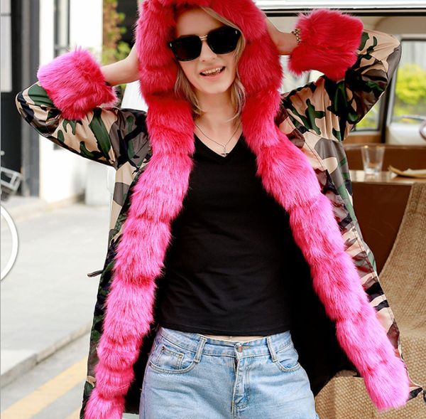 

winter fur lined parka winter jacket hooded overcoat warm thicken coats women nice fur trim jacket, Black