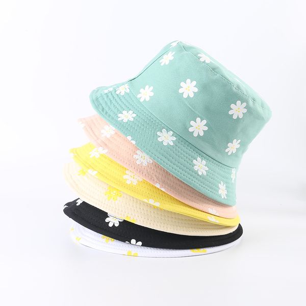 

flower cotton bucket hat women foldable double-sided sun hats cute outdoor sport beach caps breathable casual fisherman hat, Blue;gray