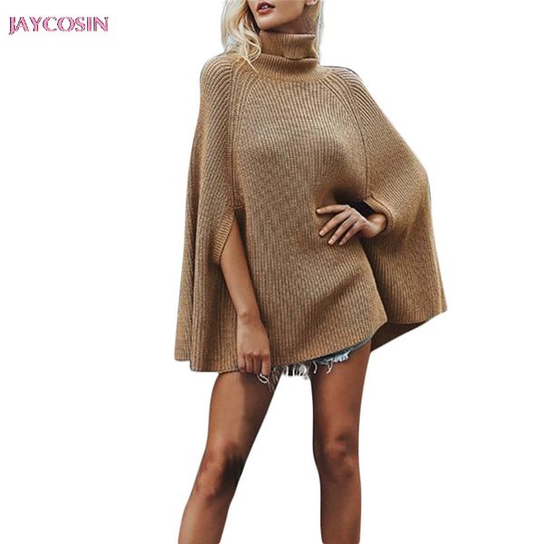 

jaycosin 2019 personality sweater fashion women casual solid turtleneck knitted half sleeve pullover sweater drop #0806, White;black