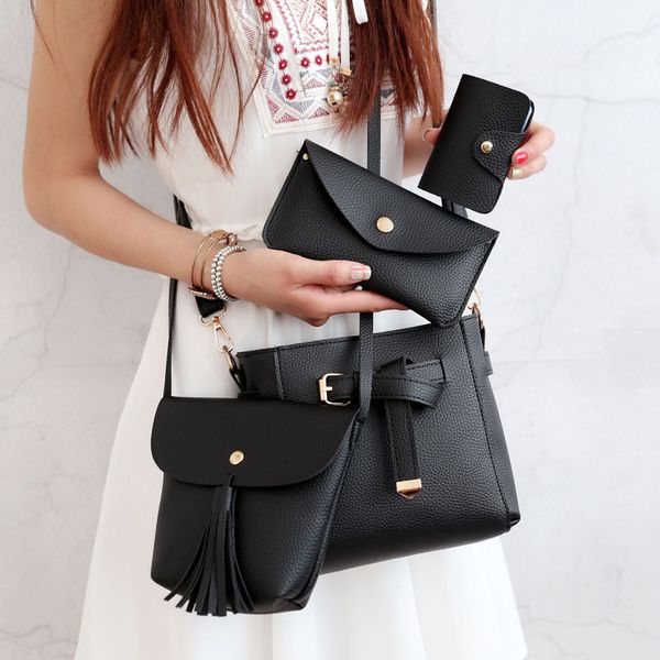 

ladies casual mother-in-law bag four-piece one-shoulder messenger 2020 new multi-color student tassels bag