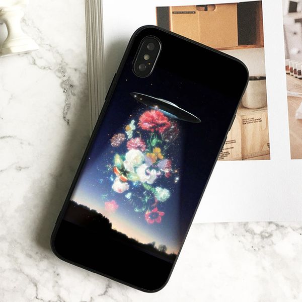

fundas luxury ufo flowers collage phone case for iphone 11 pro xs max xr 8 7 6s plus 5 se case soft black tpu silicone cover.