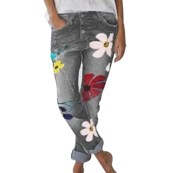

women stretch high waisted skinny jeans floral plus size leggings 3d floral print denim trousers large blue pencil pants jeans