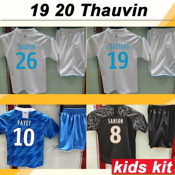 

2019 2020 payet kids kit soccer jerseys gustavo sanson home away 3rd child football shirts thauvin maillot de foot, Black