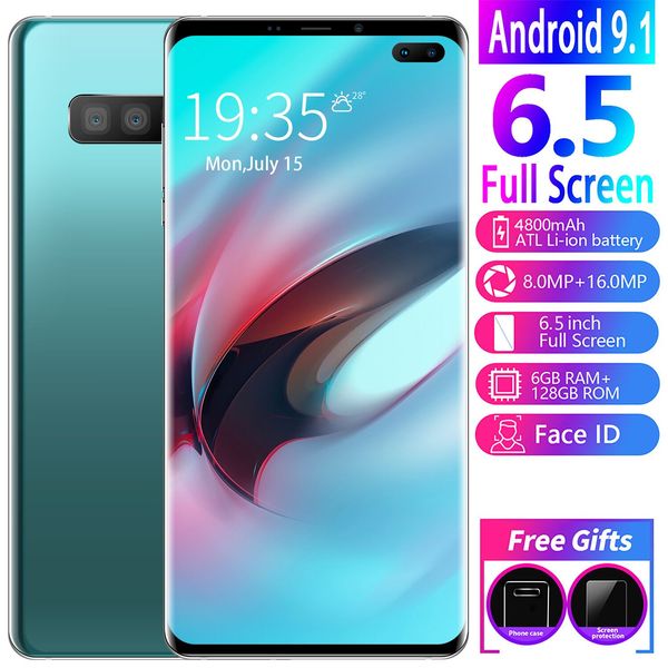 

новый s10 + смартфон 6 + 128g6.5 дюймовый большой экран android низкая цена мобильного телефона