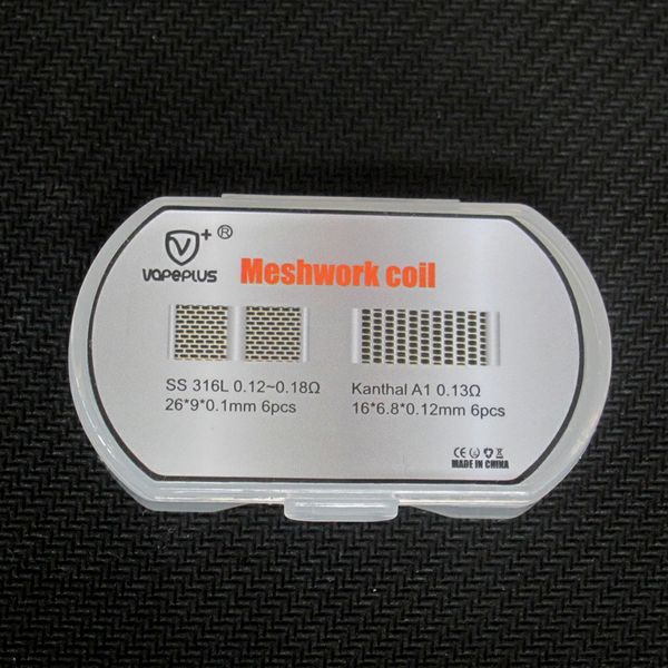 

Original Vapeplus Meshwork Coil SS316L 0.12-0.18ohm 6pcs KA1 0.13ohm 6pcs Ecig Accessories Wire for RDA Atomizers DHL Free