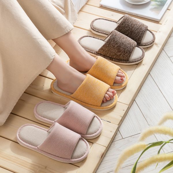 

mntrerm womens home casual indoor outdoor open-toe shoes cotton and linen slippers anti-slip couple slipper 2020 new y200706, Black