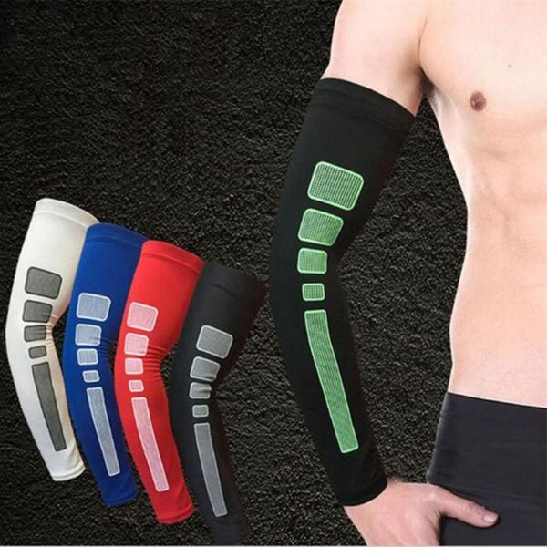 

sports antiskid silicone sleeves women arm anti running men sport elbow warmers cycling uv riding basketball compression, Black