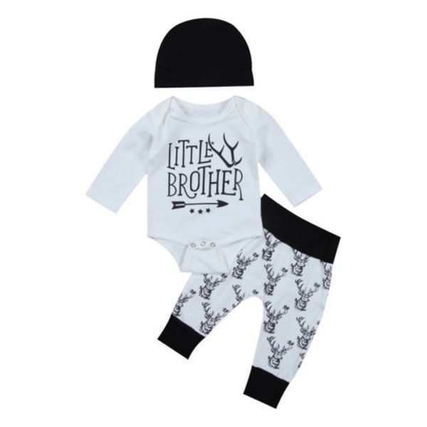 

Emmababy Newborn Baby Boys Deer Long Sleeve Romper Pants Leggings Outfits Set Clothes 3pcs Toddler Infant Kid Pullover Clothes