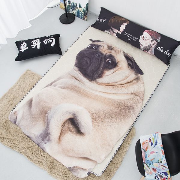 

new home textile 3d cute pug dog cat soft bedspread lightweight kids bed throw sofa warm irregular blanket summer quilts