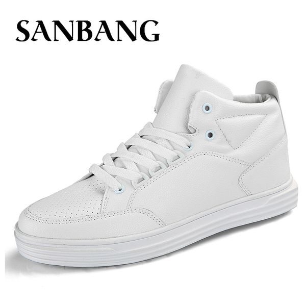 

split leather men waterproof shoes men casual sneakers fashion ankle boots for high winter shoes size 39-44 cx5, Black