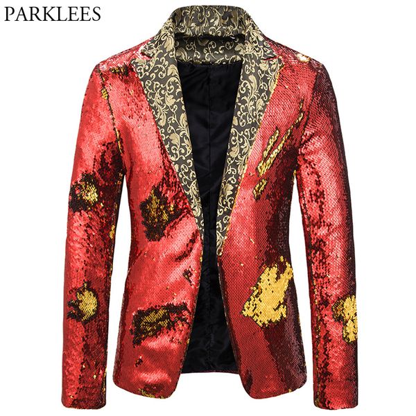 

red blazer men shiny sequin mens blazer jacket glitter men suit coat stage costumes for singers mens nightclub party blazers 2xl, White;black