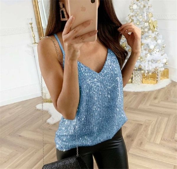 

summer womens sequins crop v neck spaghetti strap ladies tanks plus size female camis, White