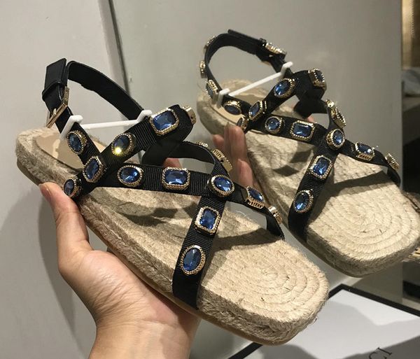 

Новые Grosgrain Espadrille сандалии с кристаллами роскошные дизайнерские туфли женские са