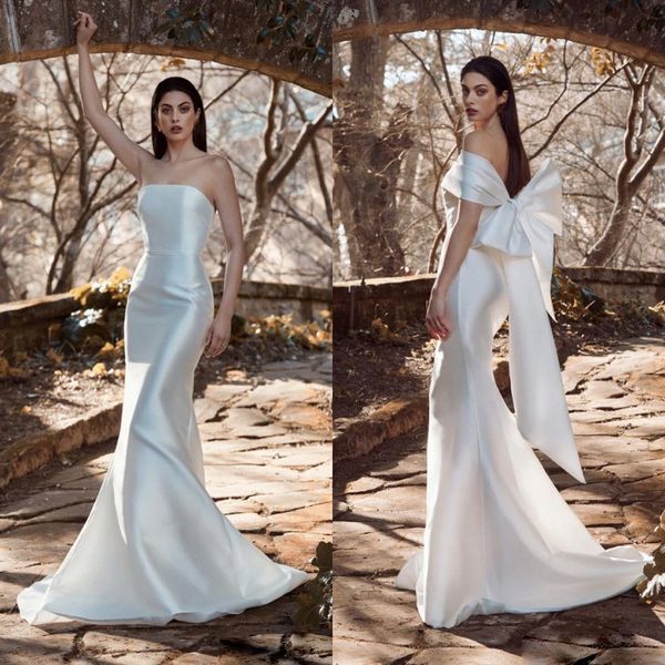 2020 vestidos de casamento de sereia elegante vestidos de casamento strapless varredam trem com envoltório vestidos nupciais vestidos de novia