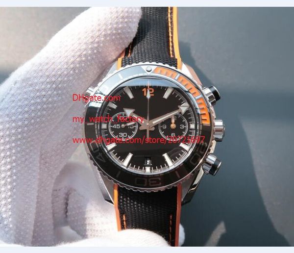 

factory supplier wristwatches chronograph vk quartz 45mm chronometer master 600m co axial black dial mens watch watches, Slivery;brown