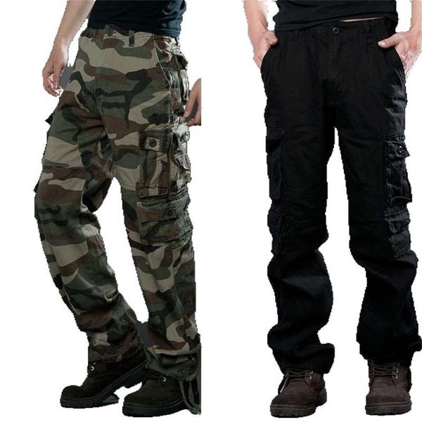 

pure cotton camouflage pants bib overall selling multi-pockets outdoor casual trousers men's wear, White;black