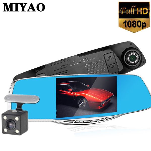 

fhd 1080p car dvr camera 4.3" dual lens car rearview mirror video recorder dashcam registrar rear view night vision dvr dash cam