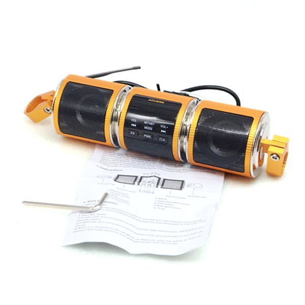 

motor gold bluetooth audio sound mp3 fm radio stereo speakers waterproof