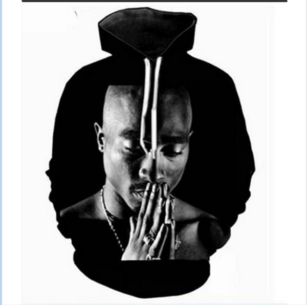 

out fashion streetwear 3d hd print casual 2pac tupac hoodies sweatshirts men women hoodie jacket coat lms094, Black