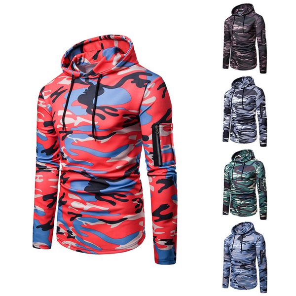 

camouflage hoodies men 2018 fashion sweatshirt male camo hoody hip hop autumn winter hoodie plus size 3xl, Black