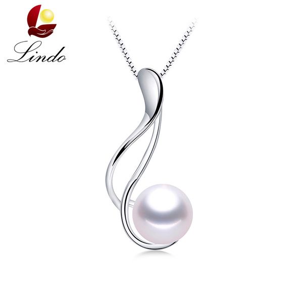 

women fashion solid s925 sterling silver pendant 8-9 mm 5a natural freshwater pearl necklace party jewelry lindo