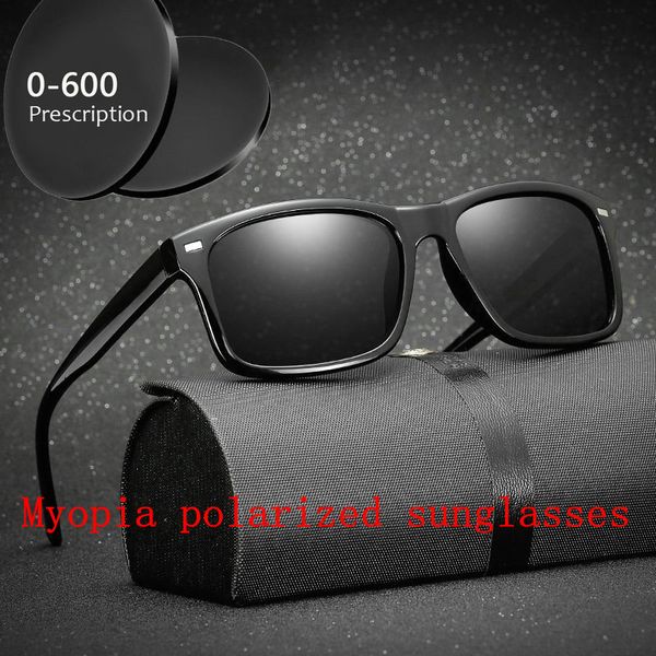 

custom made myopia minus prescription polarized lens men's fashion square driving eyewear travel sun glasseswith box fml, White;black