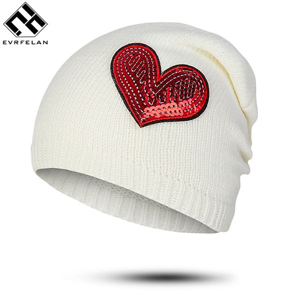 

evrfelan brand knitted caps spring winter autumn cotton heart women girls skullies beanies cap solid color simple bonnet hat, Blue;gray