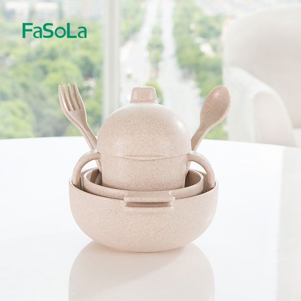

fasola wheat fiber er tong wan creative student cup tableware bao wan spoon fork health drop-resistant