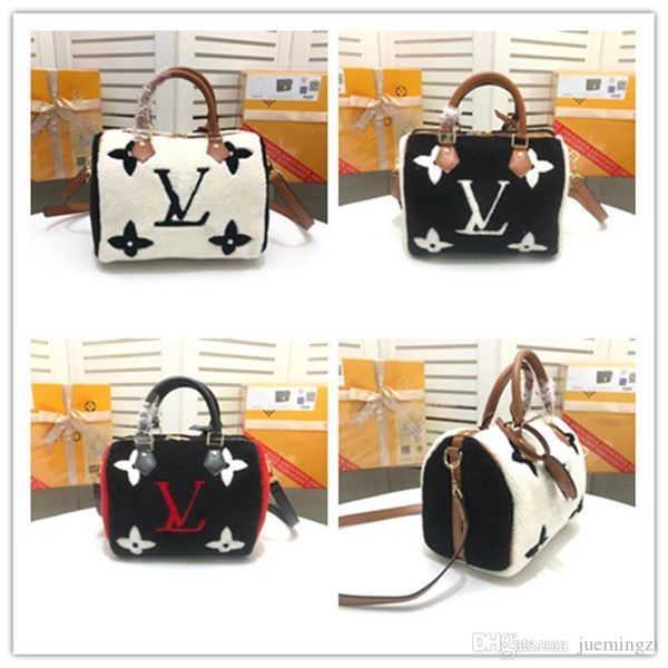 

lovuitto luis vuiton speedy bandouliere 25nm bag monogram m40391 m55422 m55423 teddy shoulder shearling fur bag size:30x21x17cm