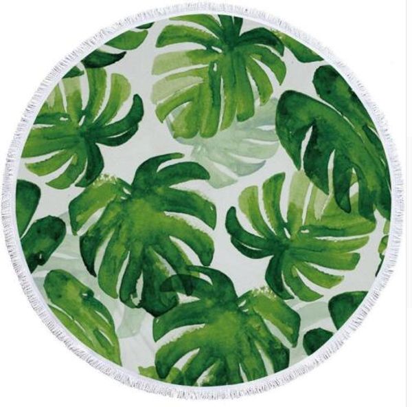 

tropical plants cactus round beach towel with tassel large microfiber printed yoga towel tapestry blanket serviette de plage